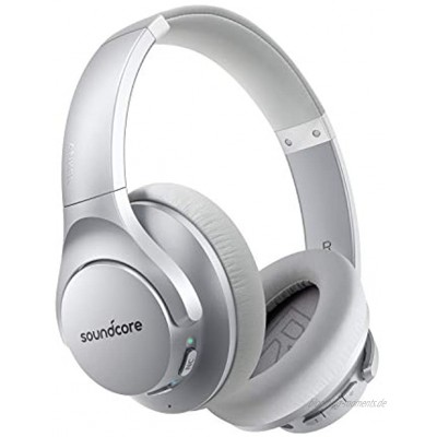 Soundcore Life Q20 Bluetooth Kopfhörer Aktive Geräuschunterdrückung 40 St. Wiedergabezeit Hi-Res Audio Intensiver Bass kabellose Kopfhörer für Homeoffice Online-Unterricht Konferenzen sliber